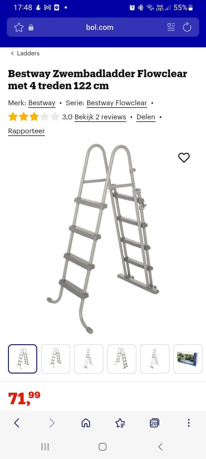 Bestway zwembadladder, Ophalen
