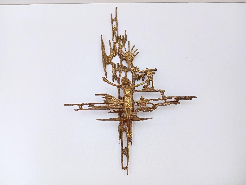 kruisbeeld brons messing naar SALVADOR DALI beeld, Antiek en Kunst, Ophalen of Verzenden, Brons