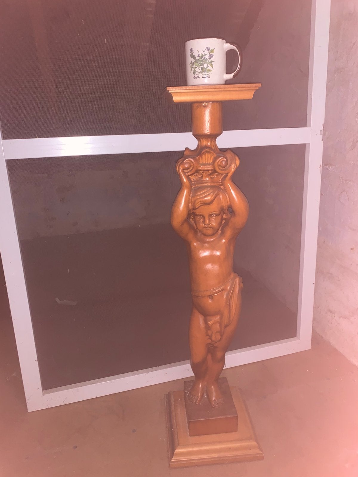 Piédestal en bois sculpté, Maison & Meubles, Enlèvement, Utilisé