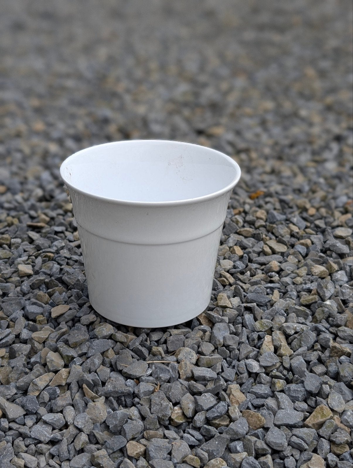 Eenvoudige witte bloempot, Tuin en Terras, Rond, Ophalen of Verzenden, Zo goed als nieuw, Balkon