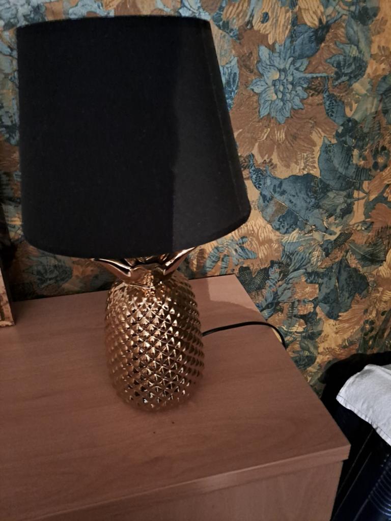 Annanas verlichting goudkleurig hoogte 40 cm., Antiek en Kunst, Ophalen