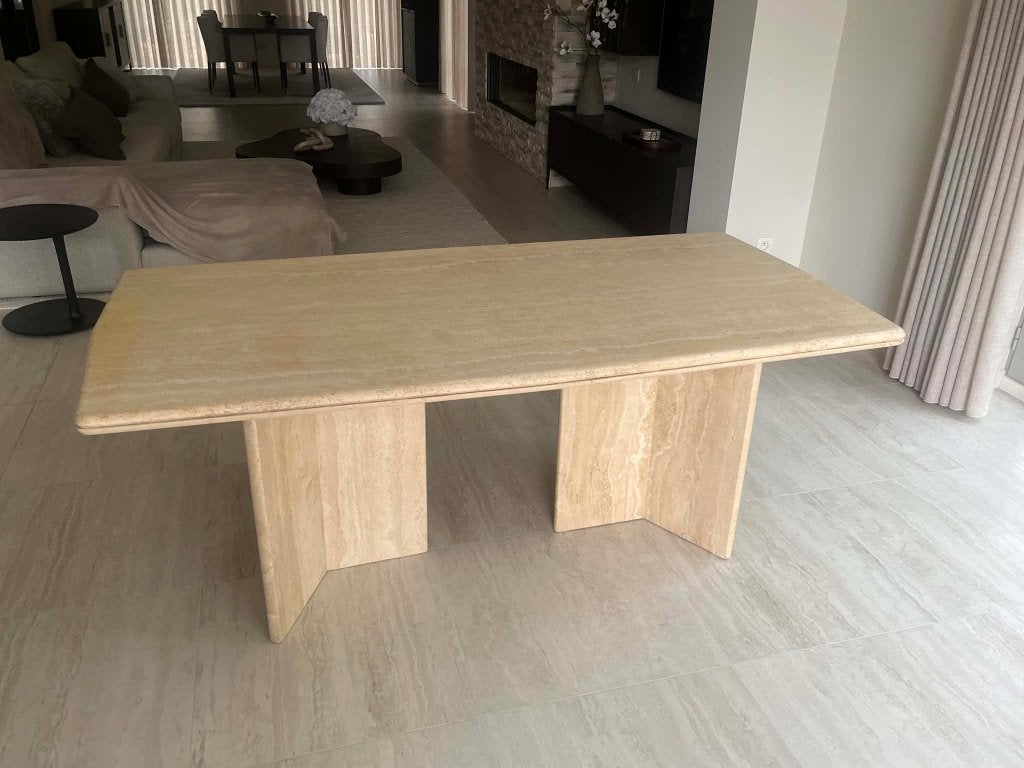 Travertin eettafel 180x90x74, Huis en Inrichting, Tafels | Eettafels, Ophalen of Verzenden
