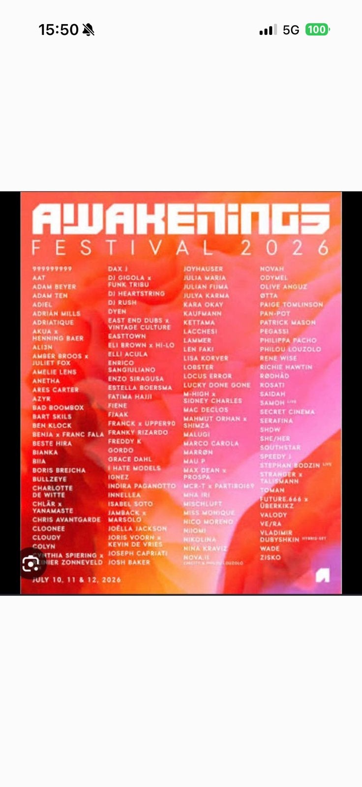Awakenings Festival 2026 dagticket zondag 12/07, Tickets en Kaartjes
