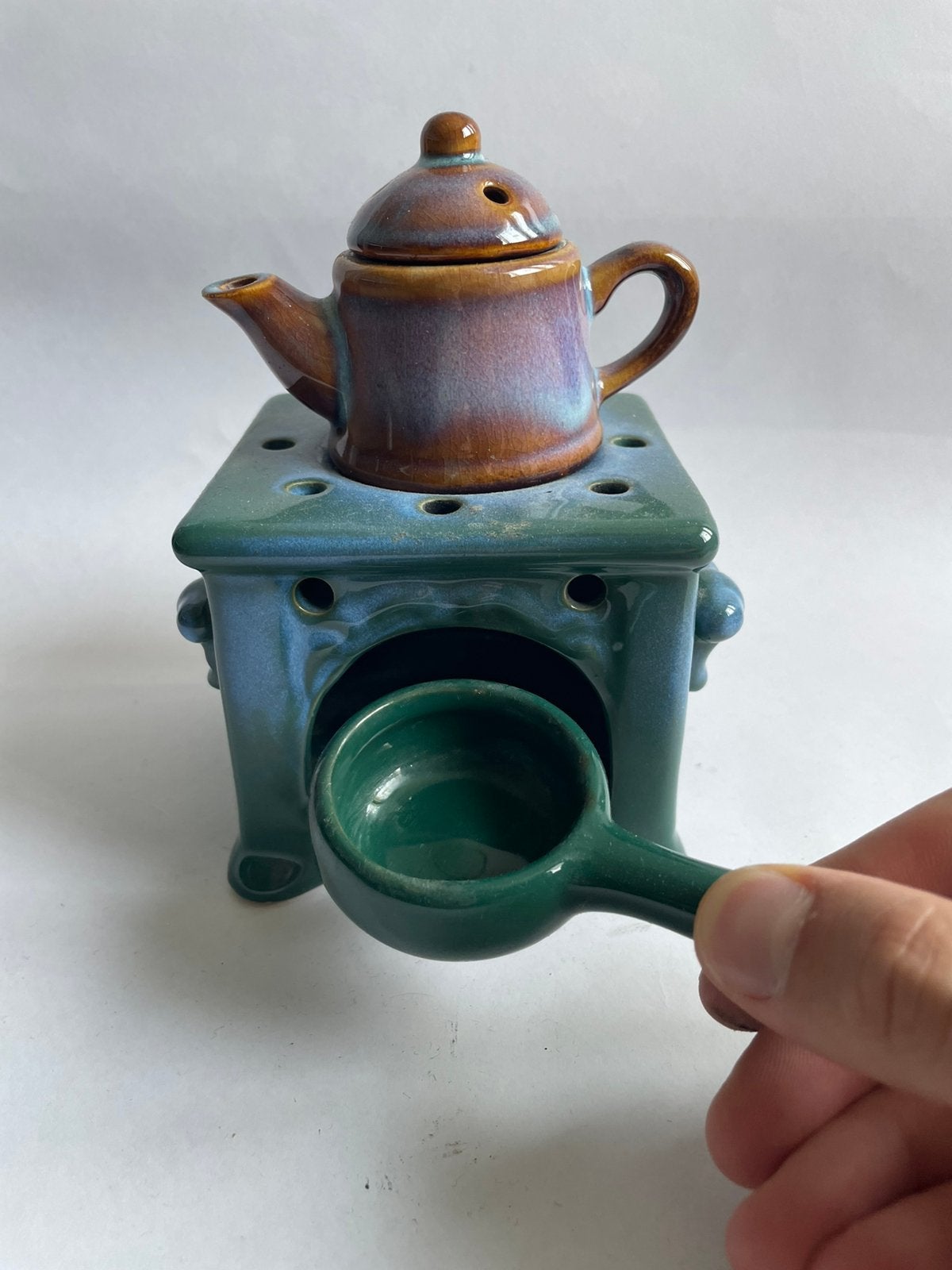 Vintage Keramische Theepot met Theewarmer, Ophalen of Verzenden