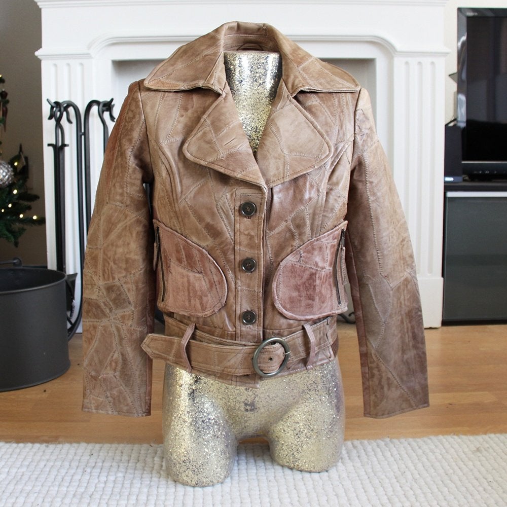 Prachtige Exclusieve Leren Jas (S) € 70,-, Overige kleuren, Zo goed als nieuw, Maat 36 (S), Vintage .