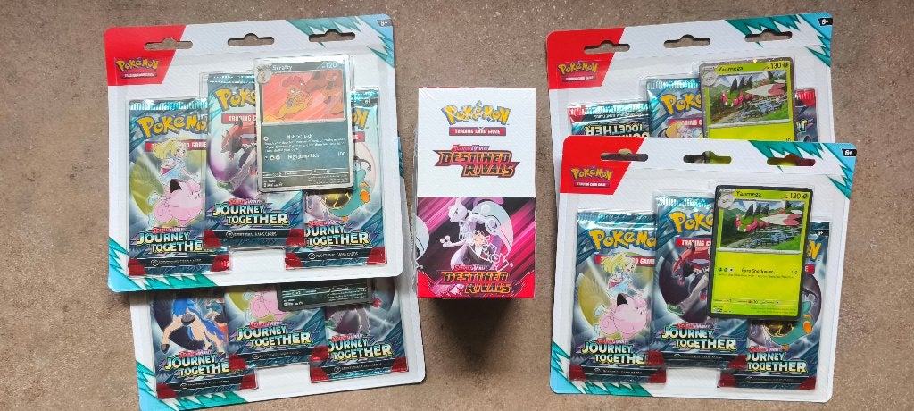 Pokémon Destined Rivals Half booster + Journey Together 4x, Ophalen of Verzenden, Nieuw, Boosterbox, Foil