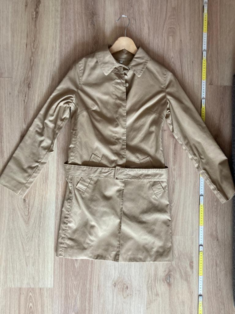 veste trench longue beige à boutons avec 2 poches MUJI, Ophalen, Beige, Zo goed als nieuw, Maat 36 (S)