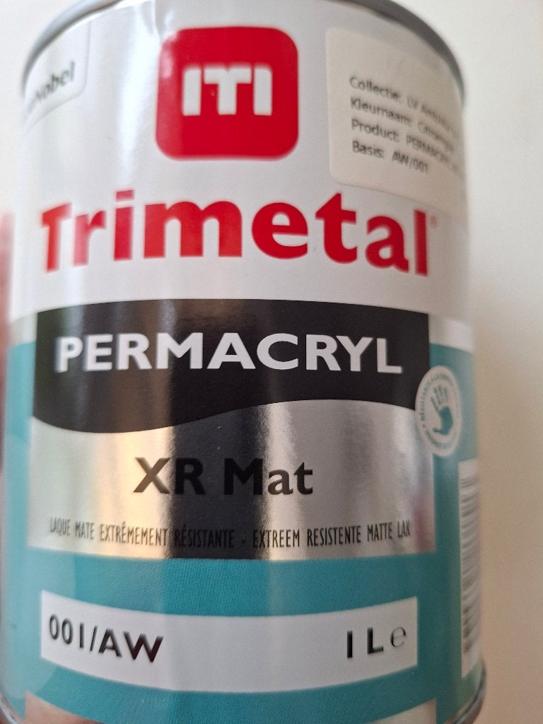 Trimetal Permacryl XR Mat 1l - KLEUR Citroengras, Doe-het-zelf en Bouw, Verf, Beits en Lak, Ophalen, Overige kleuren, Nieuw, Verf