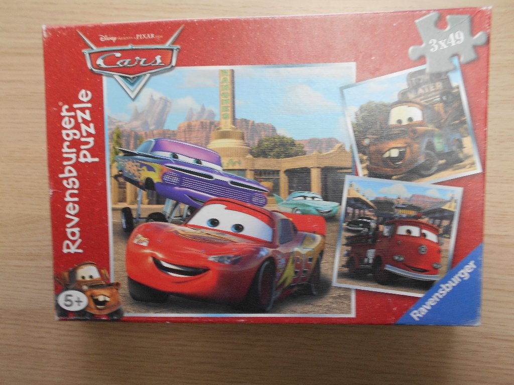 Puzzel 3 in 1 "Cars", Kinderen en Baby's, Speelgoed | Kinderpuzzels, Ophalen of Verzenden, Meer dan 50 stukjes, Gebruikt, 6 jaar of ouder