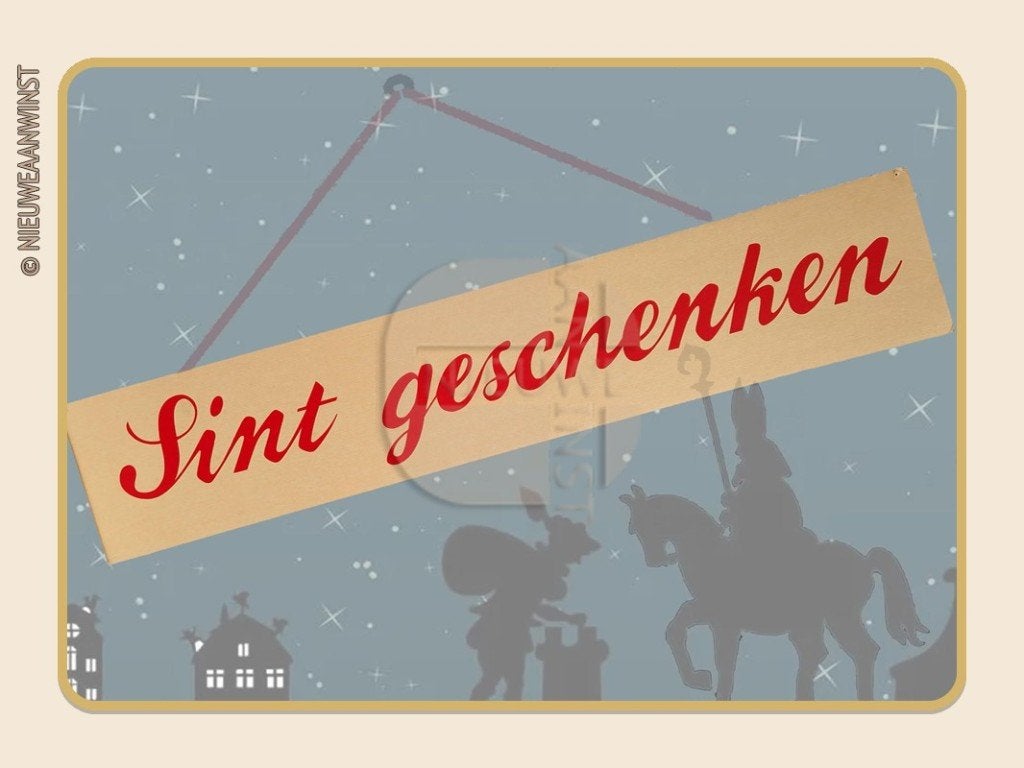 Nostalgische Sinterklaas banner 'Sint geschenken' - 70cm, Verzenden, Gebruikt