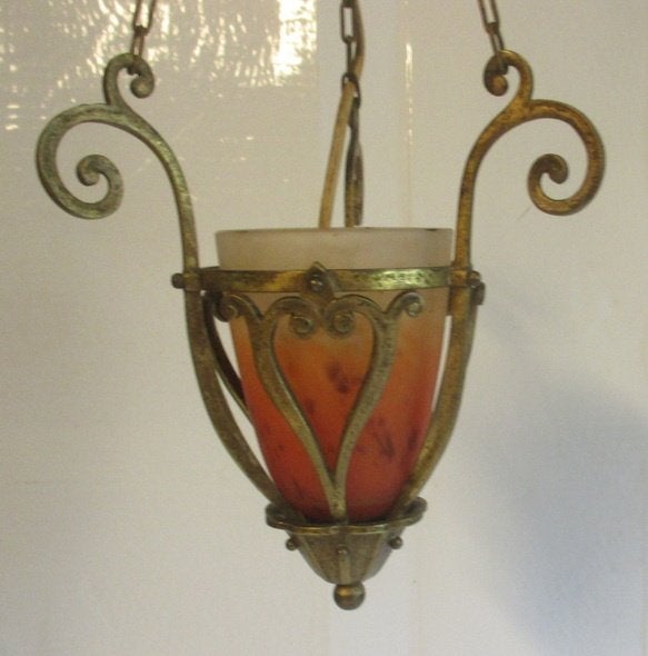 lustre en bronze antique avec abat-jour Schneider 49, Envoi