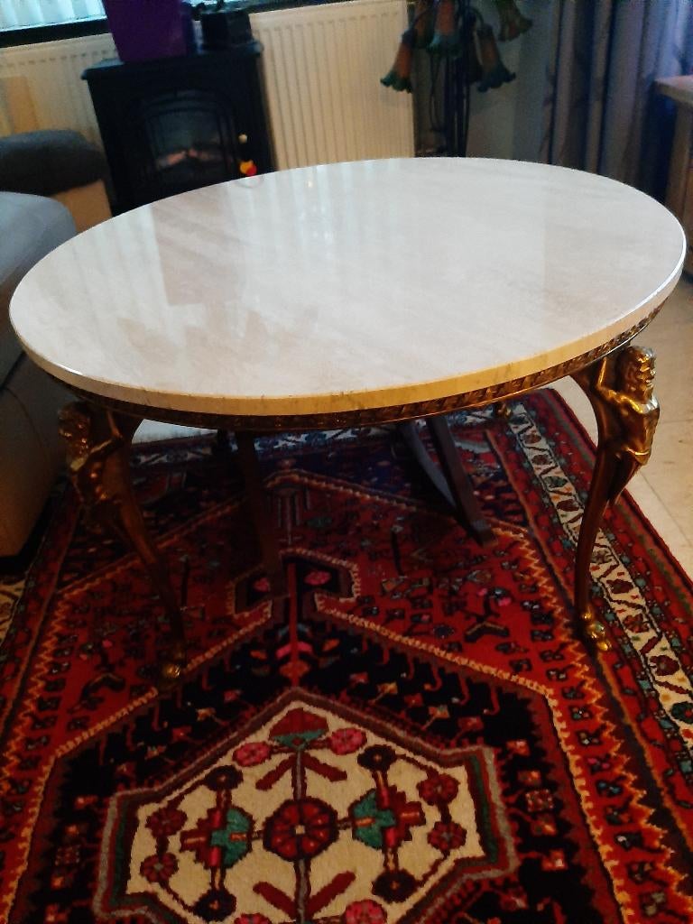 Prachtige marmeren salontafel diameter 80cm, Enlèvement, Comme neuf, Autres matériaux