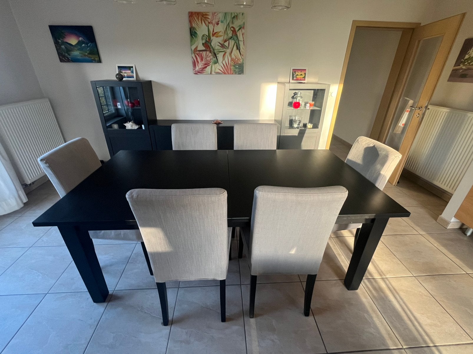 Table Ikea Stornas + 6 chaises Hendriksdal, Maison & Meubles, Enlèvement, Utilisé, 6 à 8 chaises