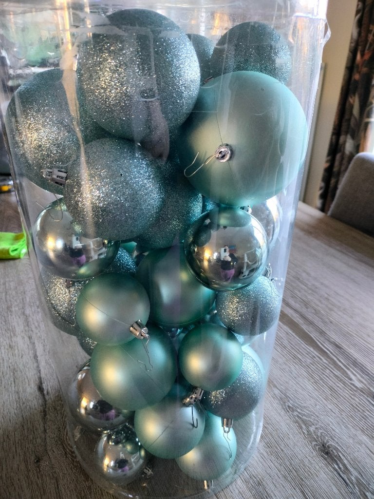 Kerstballen 43 stuks - turquoise, Ophalen, Zo goed als nieuw