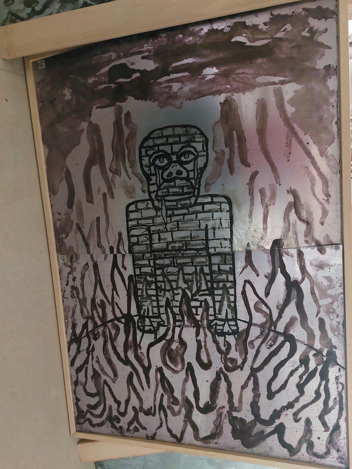 Bervoett F. œuvre originale peinte sur plaque de zinc, Bervo, Antiquités & Art, Enlèvement