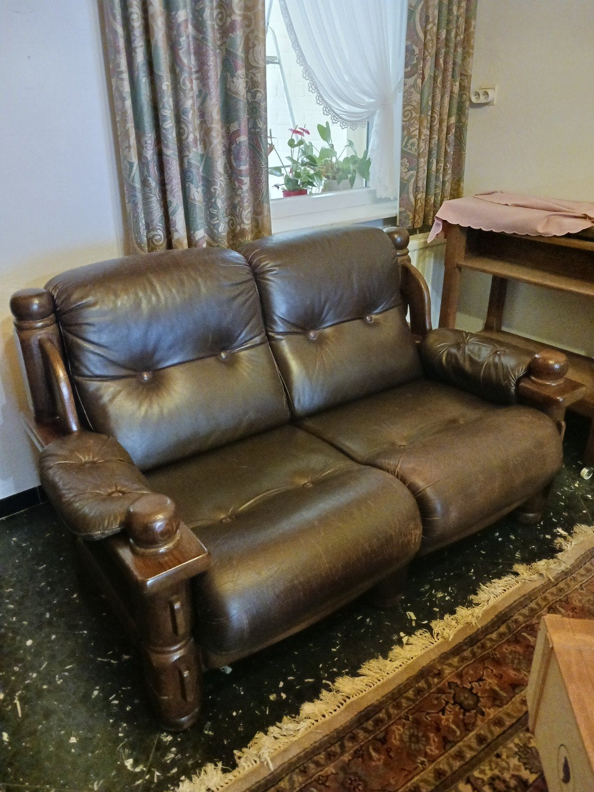 Lederen salon, Huis en Inrichting, Zetels | Complete zithoeken, Ophalen
