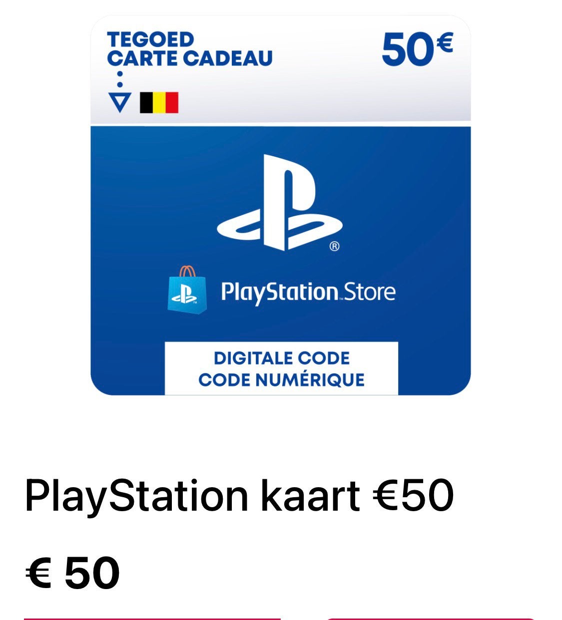 CARTE PLAYSTATION 50€, Bon cadeau, Autres types