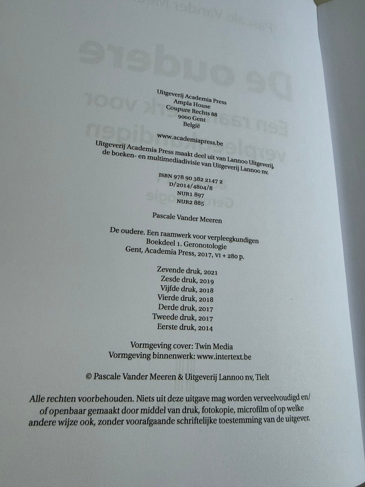 De oudere - Raamwerk voor verpleegkundigen, Livres, Enlèvement ou Envoi, Utilisé, Pascale Vander Meeren