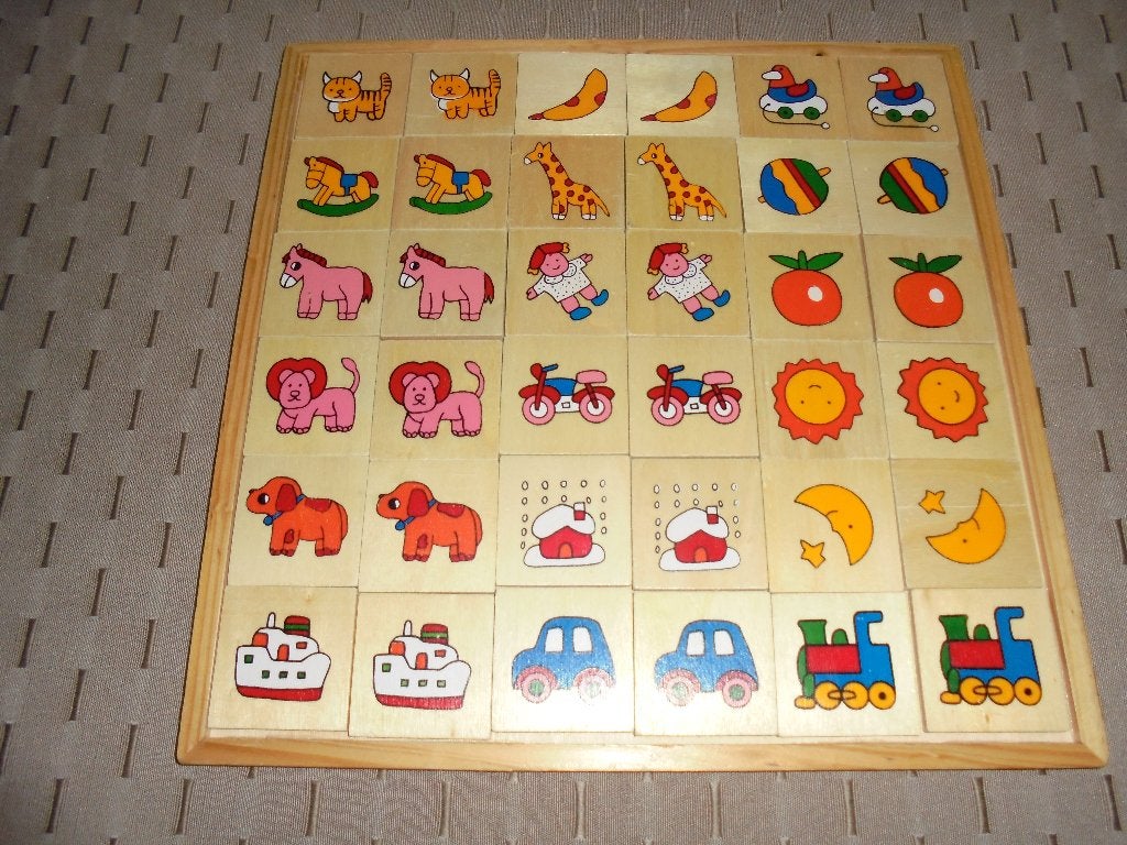 kinderpuzzel memory - houten speelgoed, Ophalen, Gebruikt
