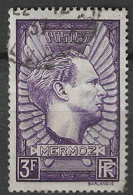France 1937 - Yvert 338 - Pilote Jean Mermoz - 3 m. (ST), Envoi, Affranchi