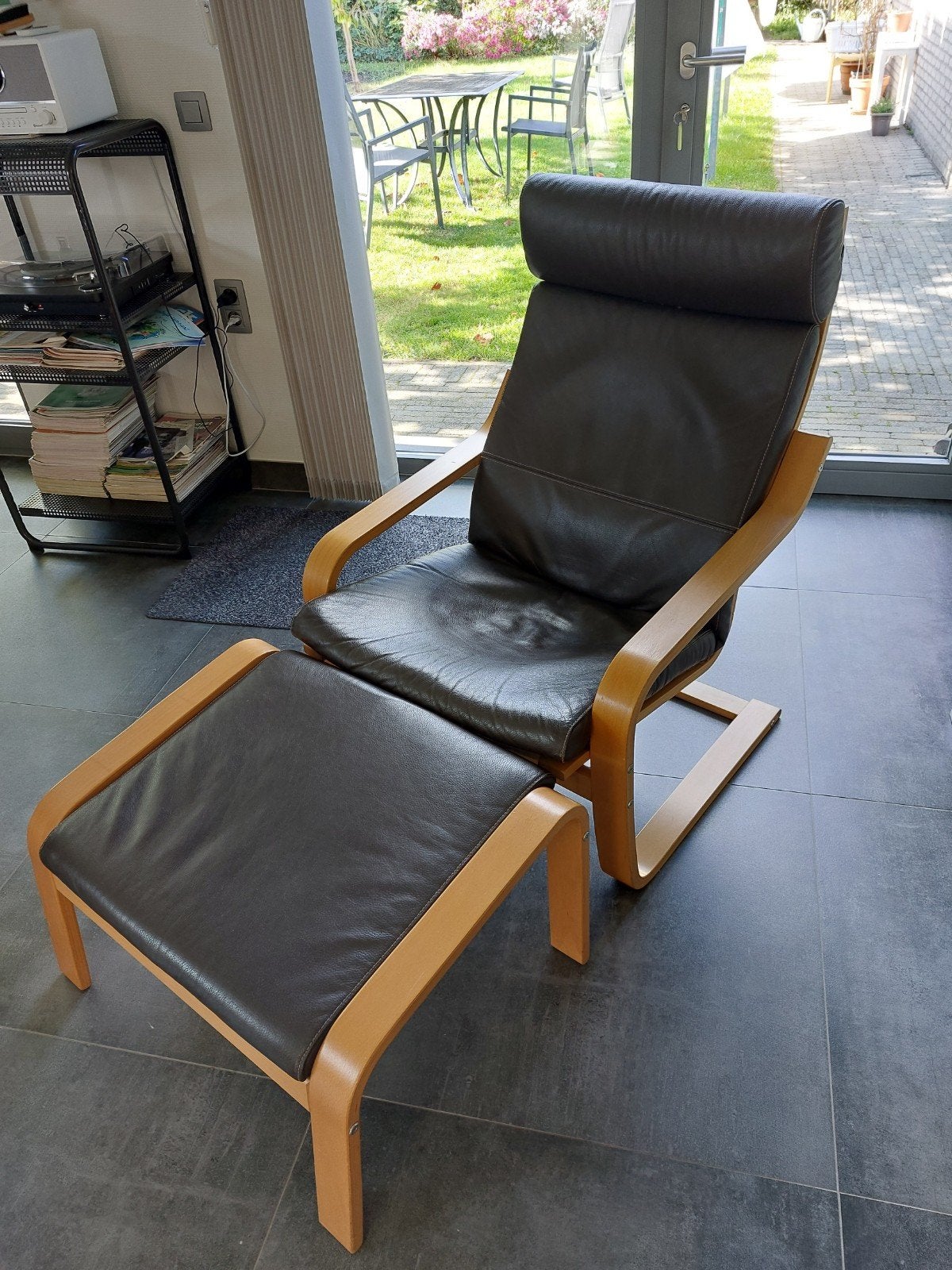 Poang zetel met voetbank, Huis en Inrichting, Ophalen, Gebruikt, Hout