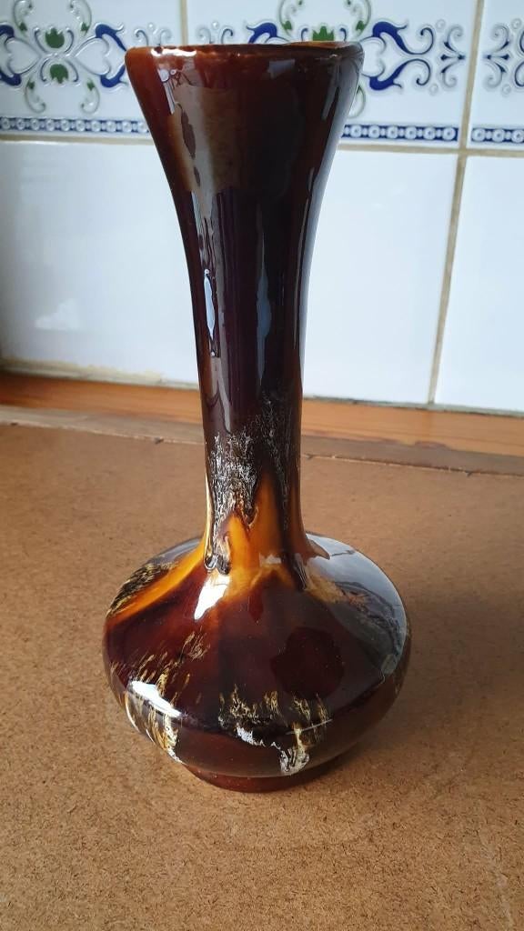 VALLAURIS VINTAGE VAAS UIT DE JAREN 70, Ophalen, Zo goed als nieuw, Oranje, Minder dan 50 cm