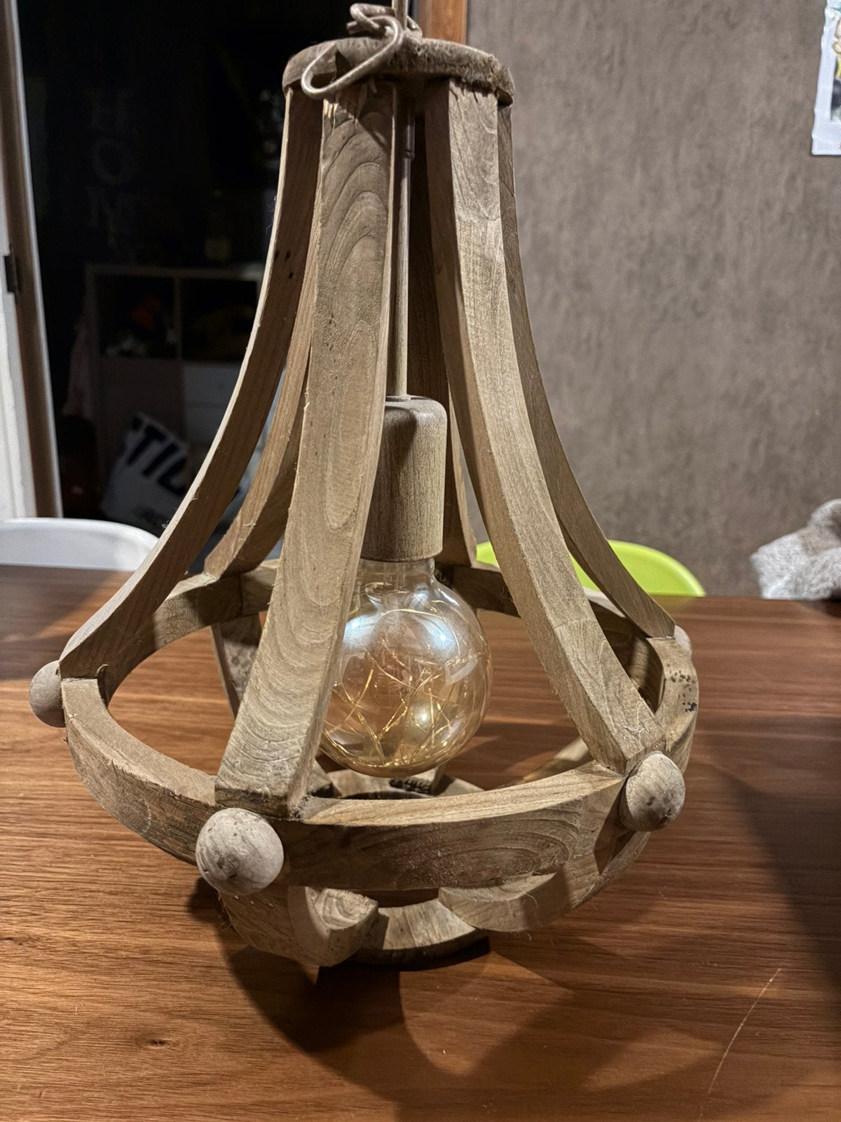 Houten hanglamp EGLO, Ophalen, Gebruikt, E27 (groot), Landelijk