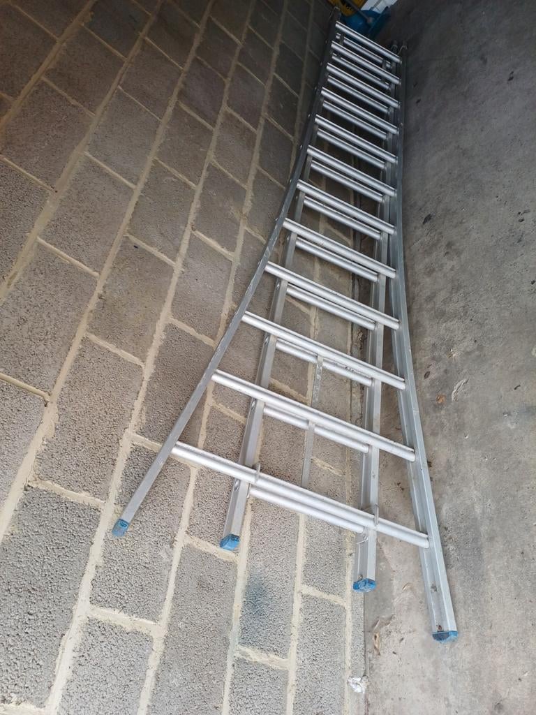 Mooie dubbele ladder schuifmaat 8m, Ophalen, Ladder