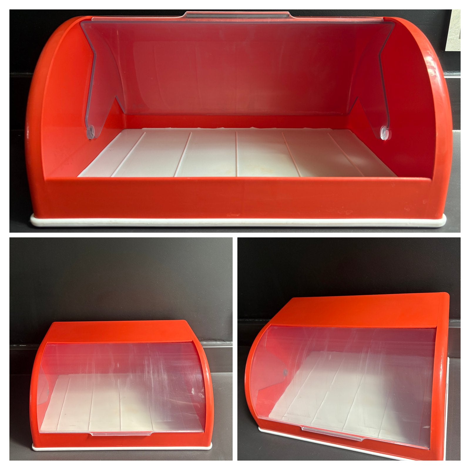 Boîte à pain vintage orange LL Plastics Belgique Années 70, Enlèvement, Maison et Meubles