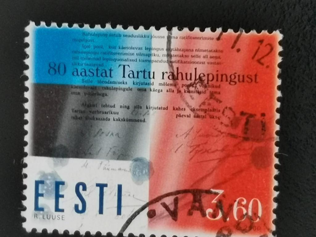 Estonie 2000 - 80 ans du traité de paix de Tartu - drapeaux, Envoi, Autres pays, Affranchi