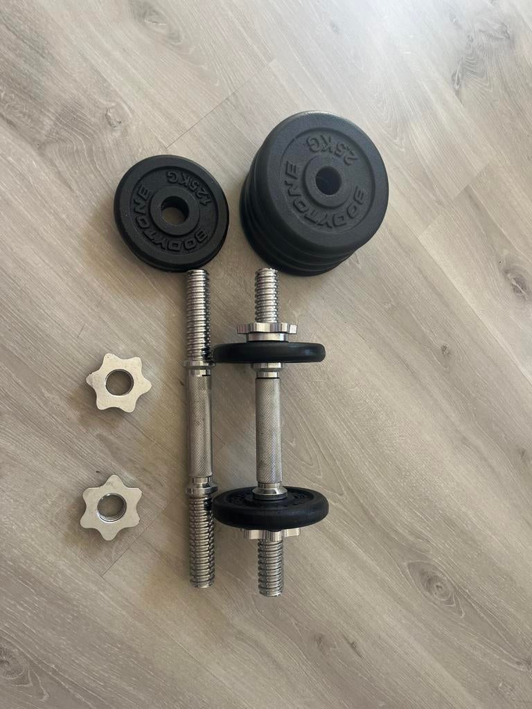 Verstelbare dumbbellset, Sport en Fitness, Fitnessmaterialen, Ophalen, Zo goed als nieuw