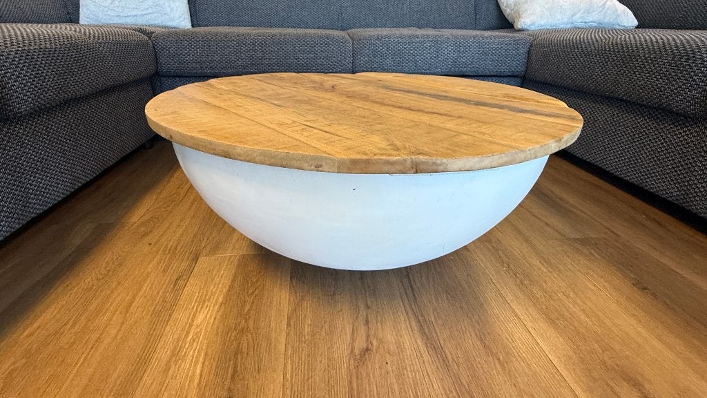 ArtLiTec MTL004 ronde salontafel hout en wit, Huis en Inrichting, Ophalen, Gebruikt, Rond