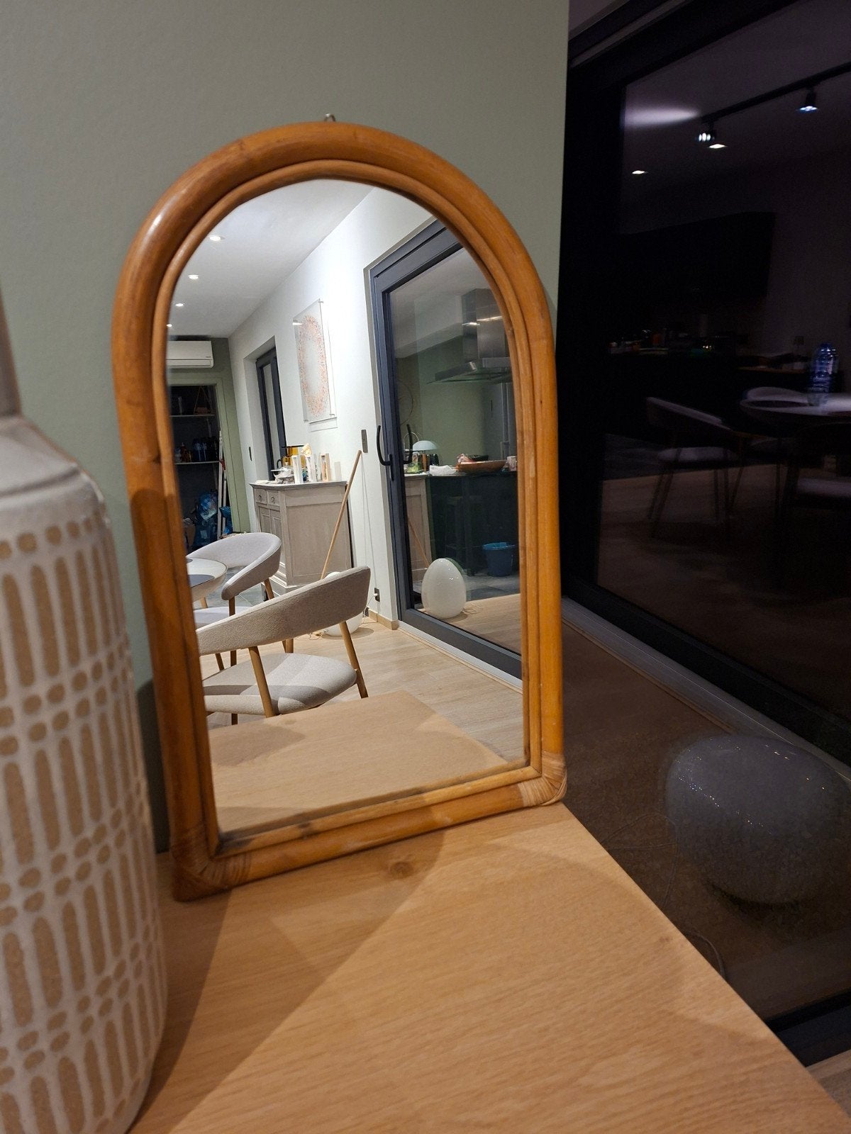 Miroir en bambou VINTAGE.  Années 60,70., Antiquités & Art, Enlèvement