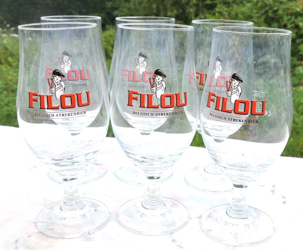6 verres sur pied neuf pour bière filou  33cl, Enlèvement ou Envoi, Neuf, Verre ou Verres, Autres marques