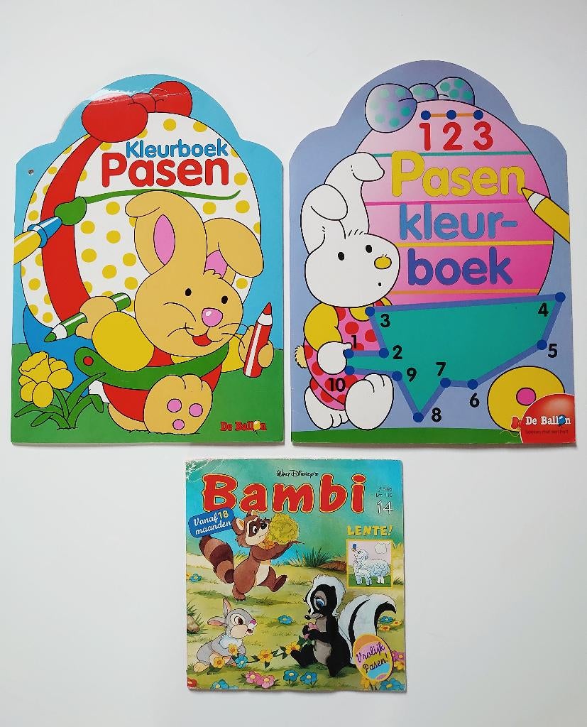 Pasen  3 boekjes : Bambi va 18 mnd, 2 kleurboeken va 4 jr, Gelezen, Fictie algemeen, Jongen of Meisje, Ophalen of Verzenden