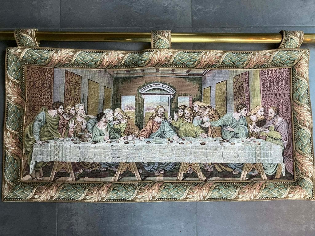 Wandtapijt / gobelin Laatste Avondmaal, Ophalen, 45 cm, 91 cm, Meerkleurig