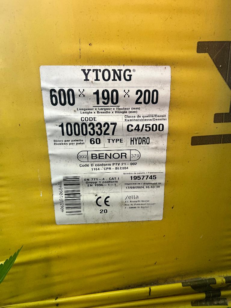 Ytong 600x190x200, Ophalen, Nieuw, Overige typen