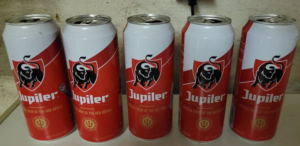 Lot 4 canettes collector Jupiler Belgium, Collections, Enlèvement ou Envoi, Comme neuf, Autres types, Jupiler