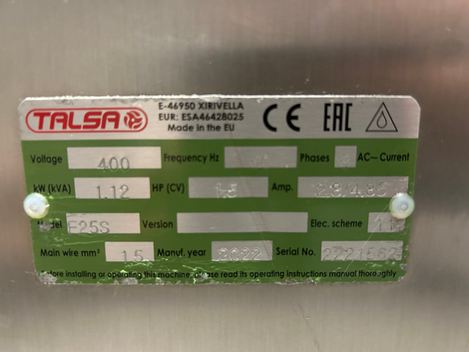 Poussoir TALSA F25S 25L + Kit burgers complet 2022, Enlèvement, Boulangerie et Boucherie