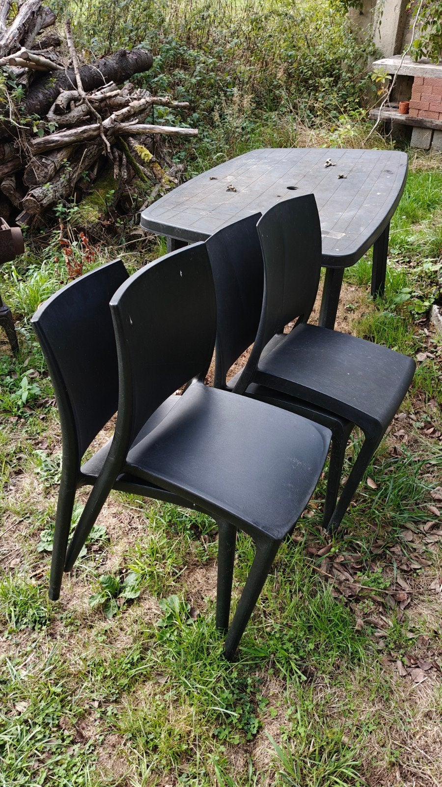 4 chaises + table de jardin, Tuin en Terras, Tuinstoelen, Ophalen, Plastic
