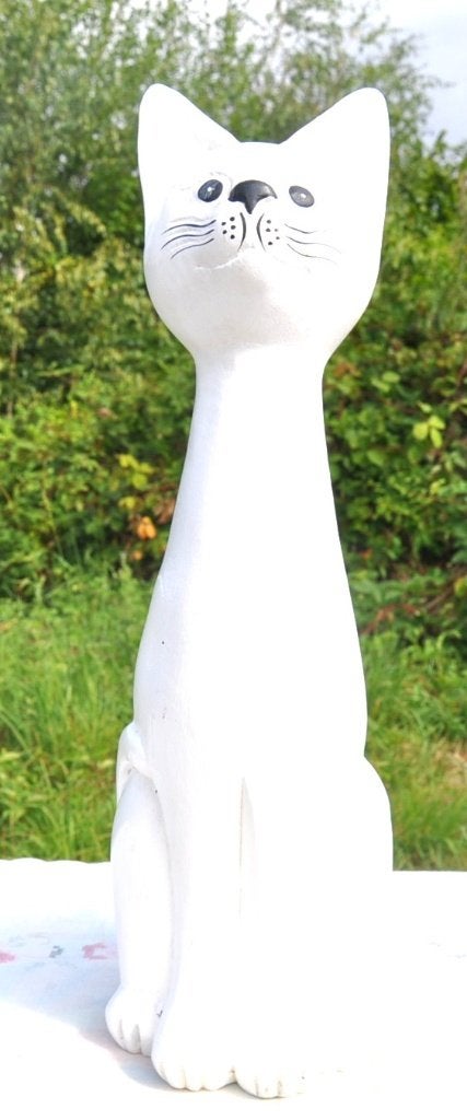 chat blanc en bois, Maison & Meubles, Enlèvement ou Envoi, Utilisé, Blanc, Bois
