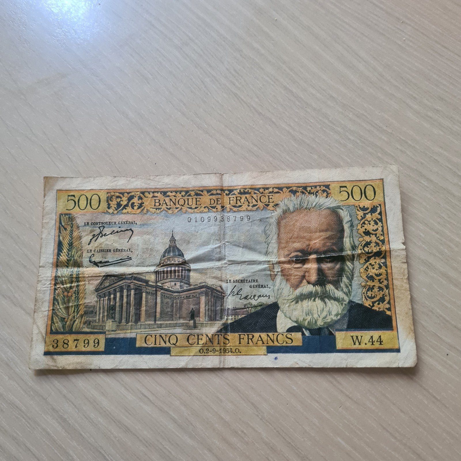 Victor Hugo Frans bankbiljet van 500 frank, Ophalen of Verzenden, Frankrijk, Los biljet