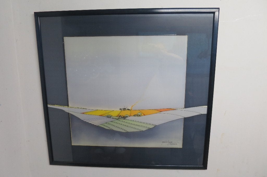 Aquarel op zijde, Bruno Delvigne, Antiek en Kunst, Ophalen, Overige stijlen, Overige ondergronden, Landschap