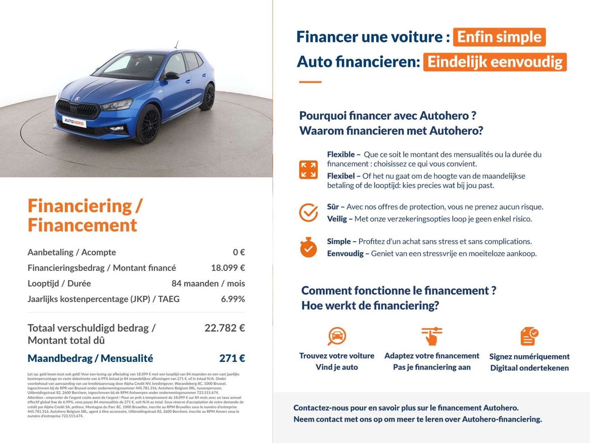 Skoda Fabia 1.5 TSI ACT Monte Carlo (bj 2023, automaat), Auto's, 1254 kg, Stof, Blauw, 124 g/km