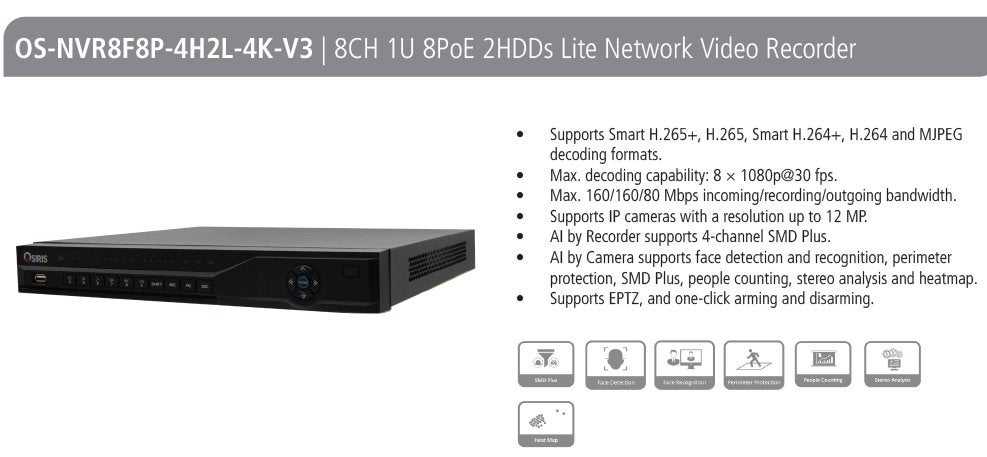 NVR 8 kanaals POE, Audio, Tv en Foto, Ophalen, Nieuw