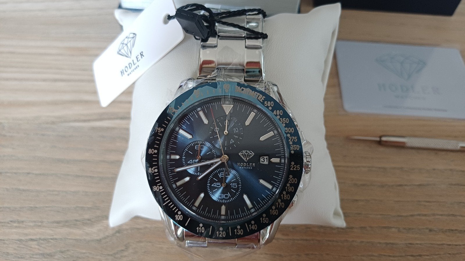 Montre de sport Hodler Lenk bleue pour homme, Autres marques, Enlèvement ou Envoi, Acier, Acier