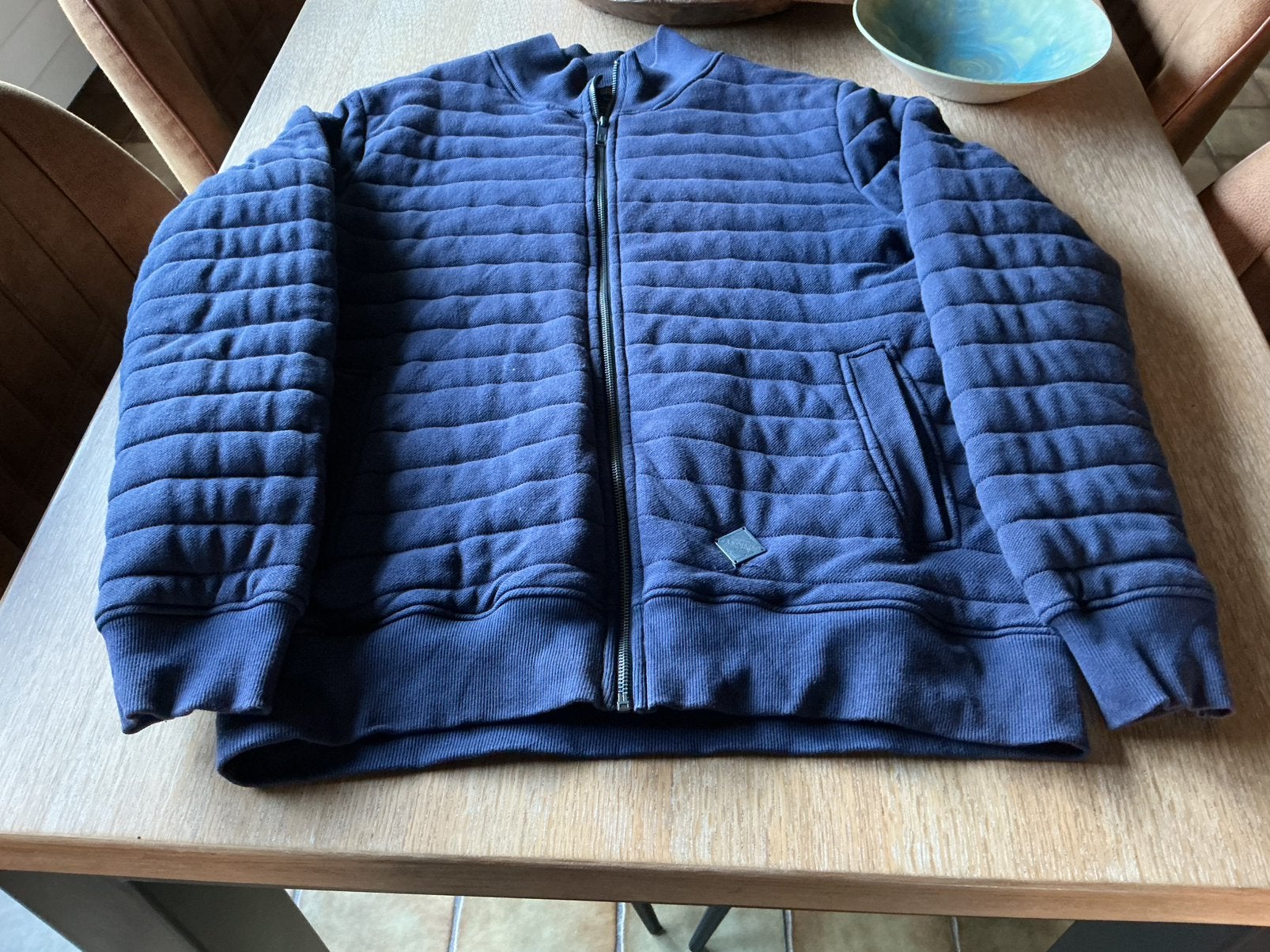 Donkerblauwe herentrui met rits.maat xl, Ophalen, Gedragen, Maat 56/58 (XL), Blauw
