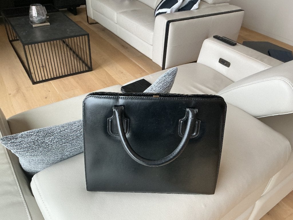 Delvaux handtas jaren 60-70 zwart, Handtassen en Accessoires, Ophalen, Gebruikt, Zwart, Handtas