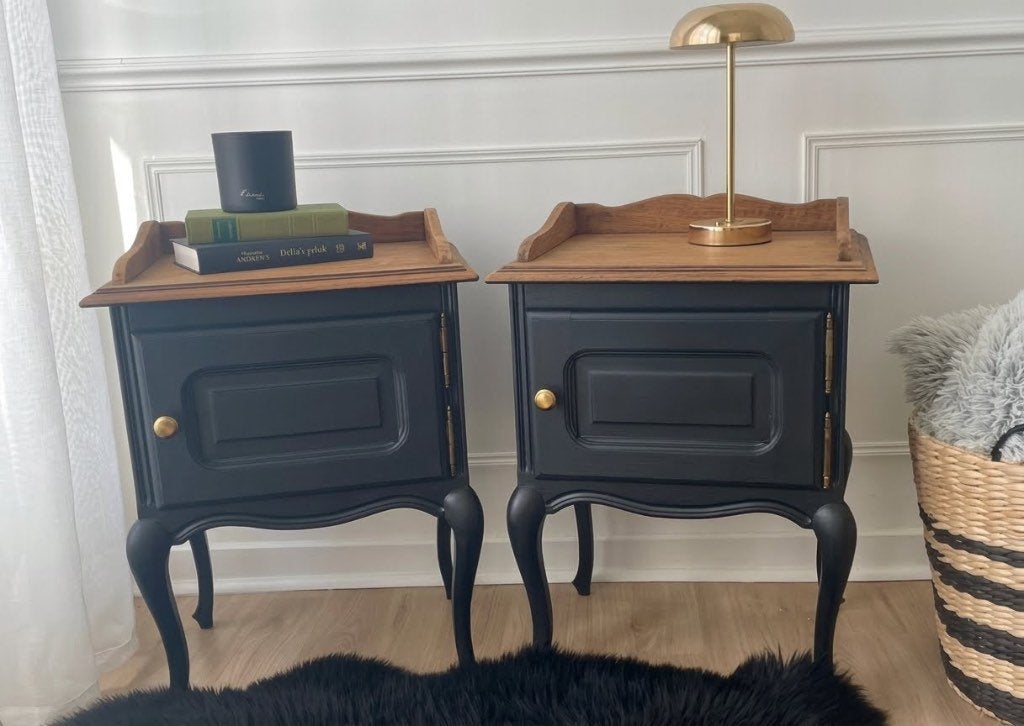 Set van 2 vintage nachtkastjes, Ophalen, Zo goed als nieuw