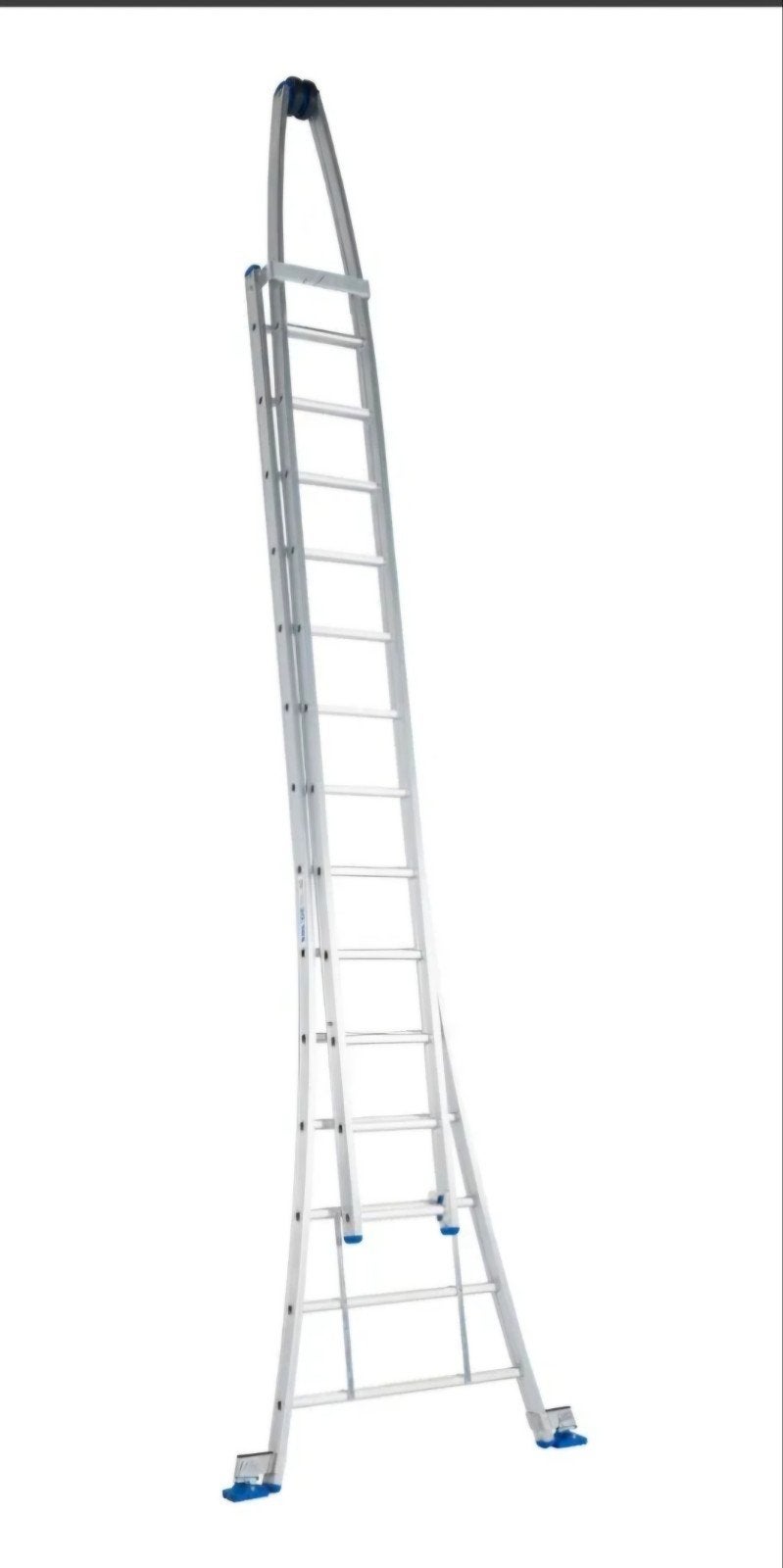 Aluminium ladder 2x14 sporten met veiligheidsvoeten, Doe-het-zelf en Bouw, Ladders en Trappen, Ophalen, Ladder